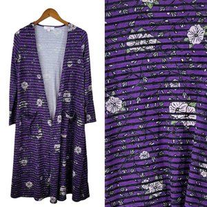 LuLaRoe Sarah Long Open Front Drape Cardigan Size Small Duster maxiFloral
